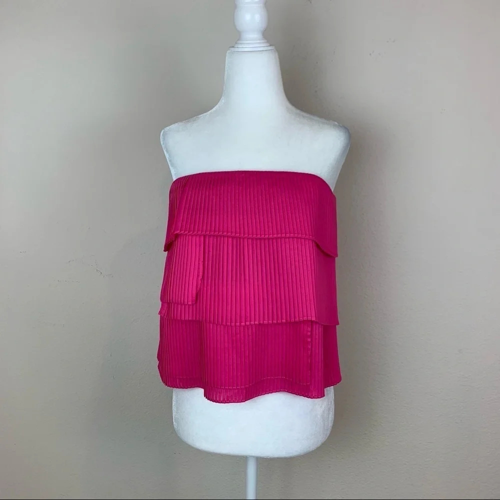 NEW C/MEO Collective Pleated Crop Top Pink Size S